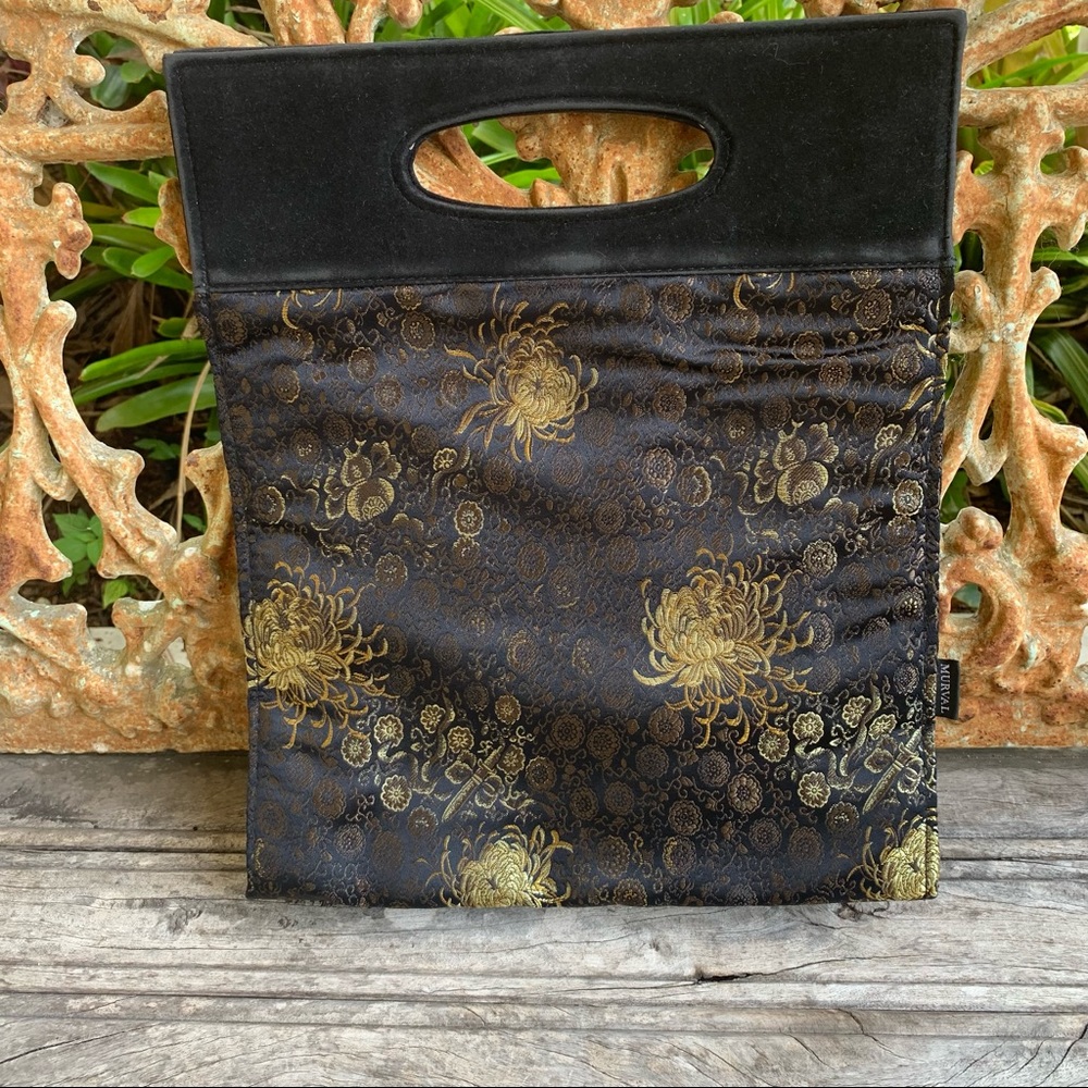 Murval Vintage Black Velvet Clutch Bag